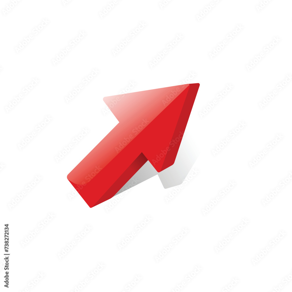 Red glossy arrow pointing upwards as a sign of success and growth. Vector illustration. Red glossy arrow pointing upwards as a sign of success and growth. Vector illustration.