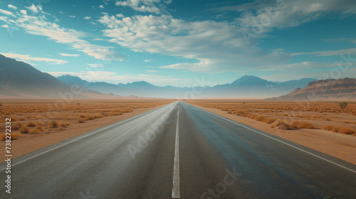 Empty desert road stretching towards the horizon © Textures & Patterns