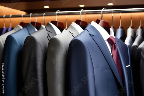 A Bunch of Suits Hanging on a Rack
