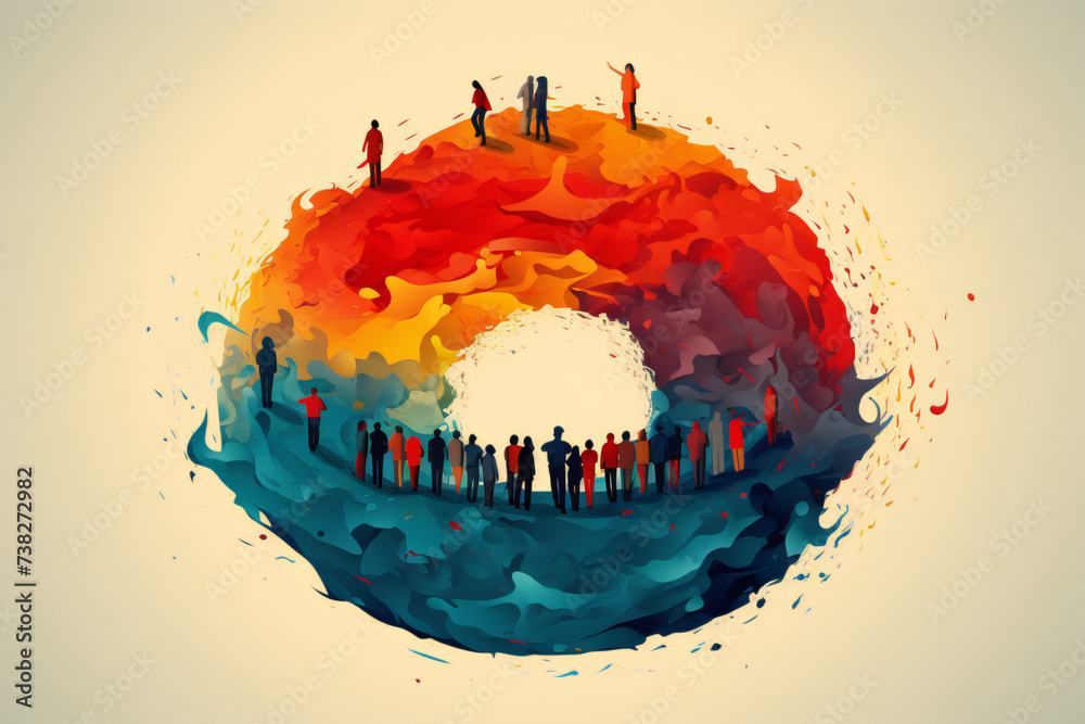 abstract watercolor people crowd background - obrazy, fototapety, plakaty 