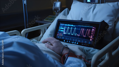 A portable ECG monitor being used to record a patient heart beats