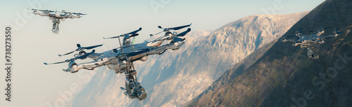 Mountain Patrol: High-Tech Drones Surveying Rugged Terrain at High Altitude