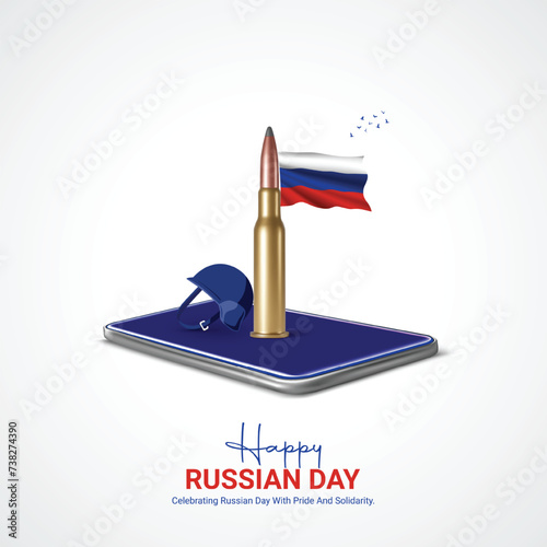 russian independence day. russian independence day creative ads design, 12 june. social media poster, vector, 3D illustration.  photo