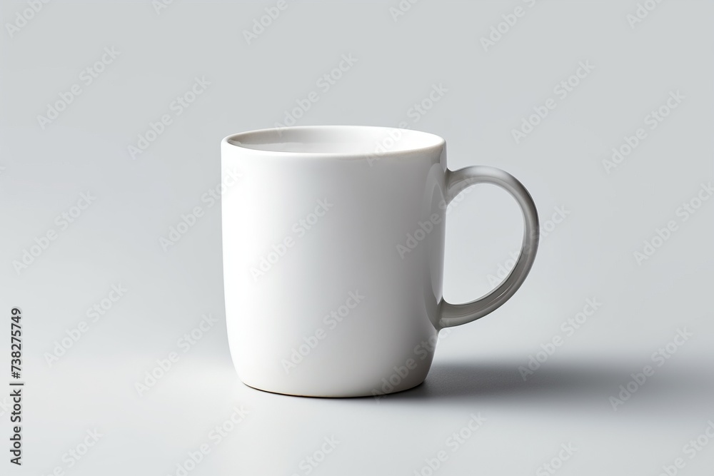 Fototapeta premium Minimalist mug mockup on clean white background with customizable design