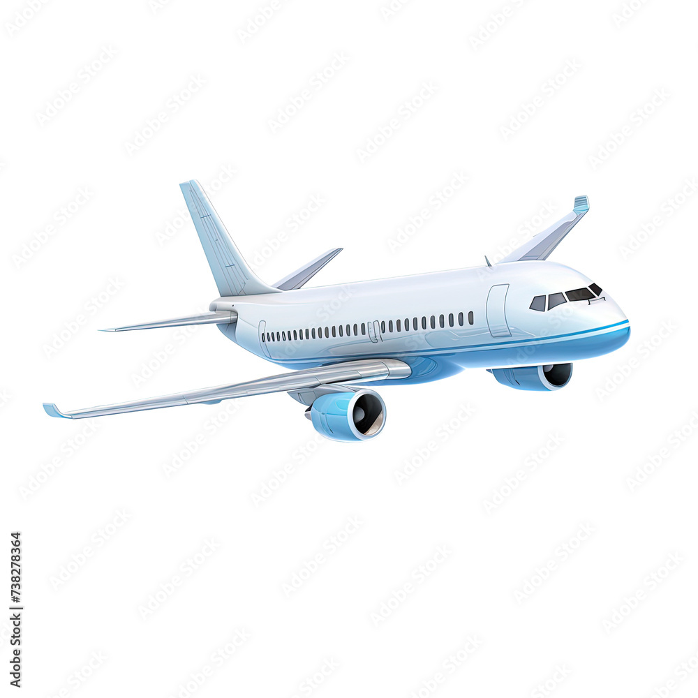 Airline fly in clouds isolated on white or transparent background