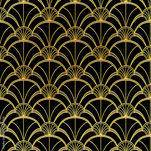 Black and Gold Art Deco Repeating Pattern from the 20s