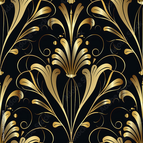 Black and Gold Art Deco Repeating Pattern from the 20s