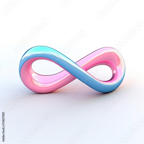 Infinity symbol in light blue and pink colors on a white background.