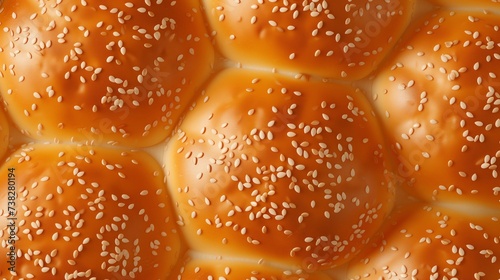 Pattern with round burger bread buns with sesame seeds
