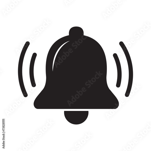 Notification bell icon silhouette,  vector. Doorbell icon illustration. Alarm bell,  Message bell icon, vector design for logo, app, website.