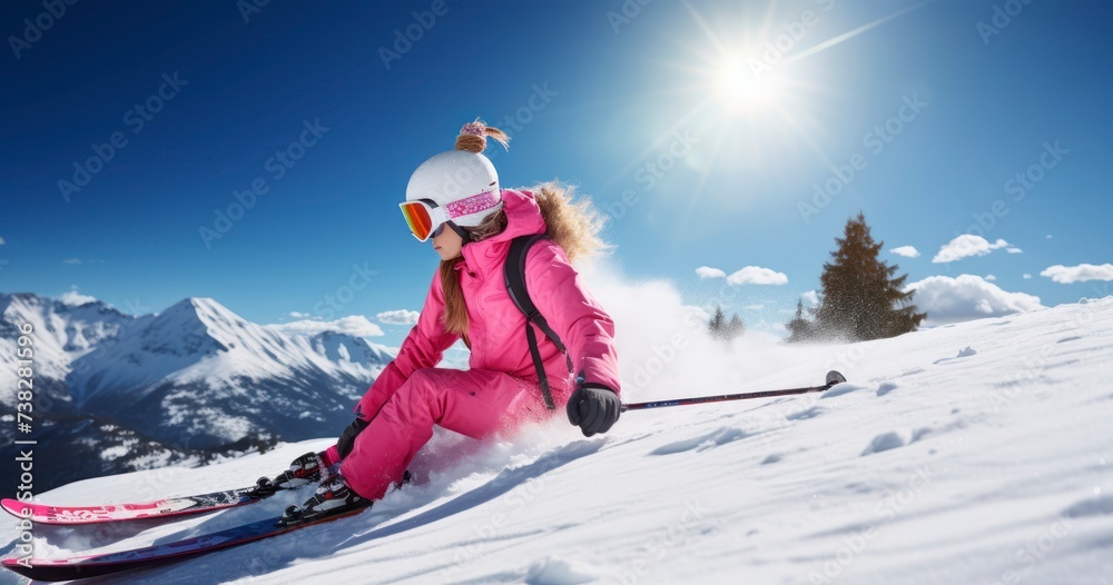 Gleaming Getaway - A Woman Skier Finds Relaxation and Bliss on a Sunny Winter Holiday