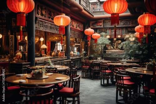 Interior of a empty chinese restaurant © Vorda Berge