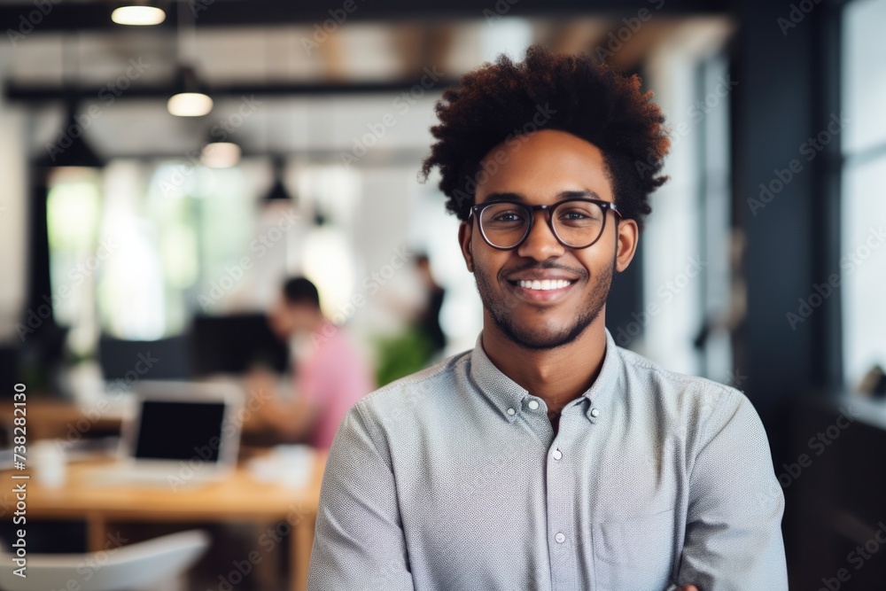 Portrait of a young male professional in modern office space Portrait of a young male professional in modern office space