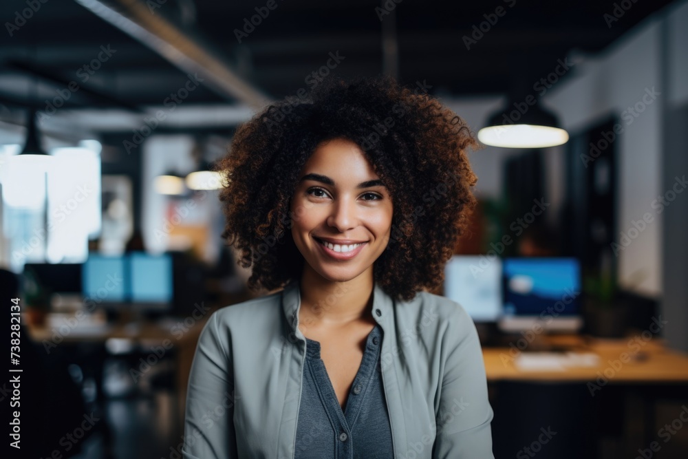 Portrait of a young female professional in modern office space Portrait of a young female professional in modern office space