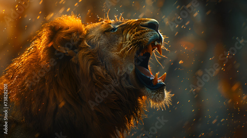 The roar of a lion On Isolated Background Generative Ai © Xpert