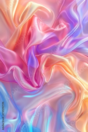 Vibrant, smooth texture resembling colorful silk fabric in abstract waves.