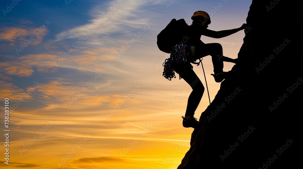 Side view of a young climber making a difficult ascent against a picturesque marine background. Motivation concept for an active vacation. Illustration for cover, card, interior design, brochure, etc. Side view of a young climber making a difficult ascent against a picturesque marine background. Motivation concept for an active vacation. Illustration for cover, card, interior design, brochure, etc.