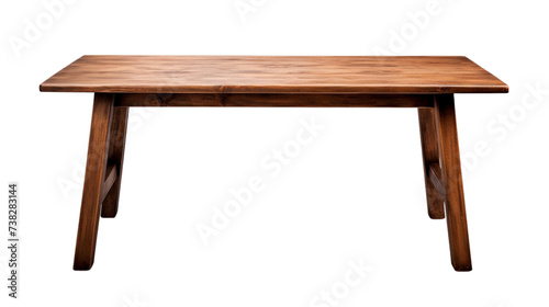 Wooden oak table with legs isolated on transparent background.