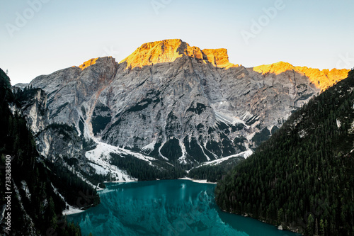 Lake Lago di Braies in Italian dolomites