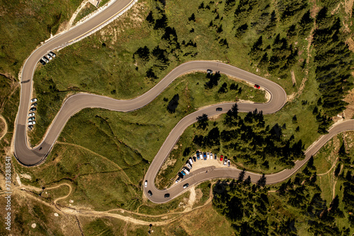 Winding mountain road in Italian dolomites
