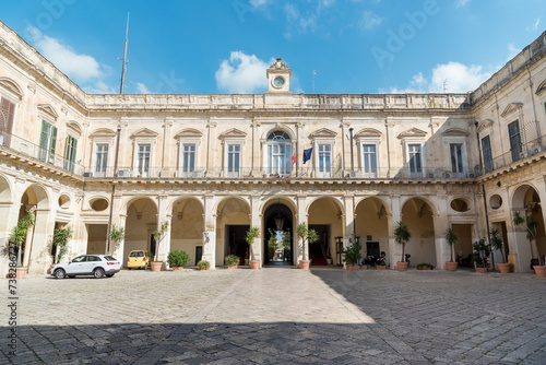 View of the Prefecture building in the historic center of Lecce, Puglia, Italy photo
