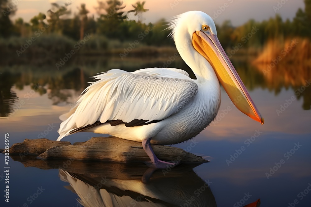 Heavenly Harmony: The Angelic White Pelican Sitting Heavenly Harmony: The Angelic White Pelican Sitting