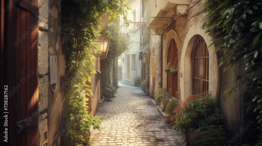 Obraz premium Enchanting alleyway in a historic European town