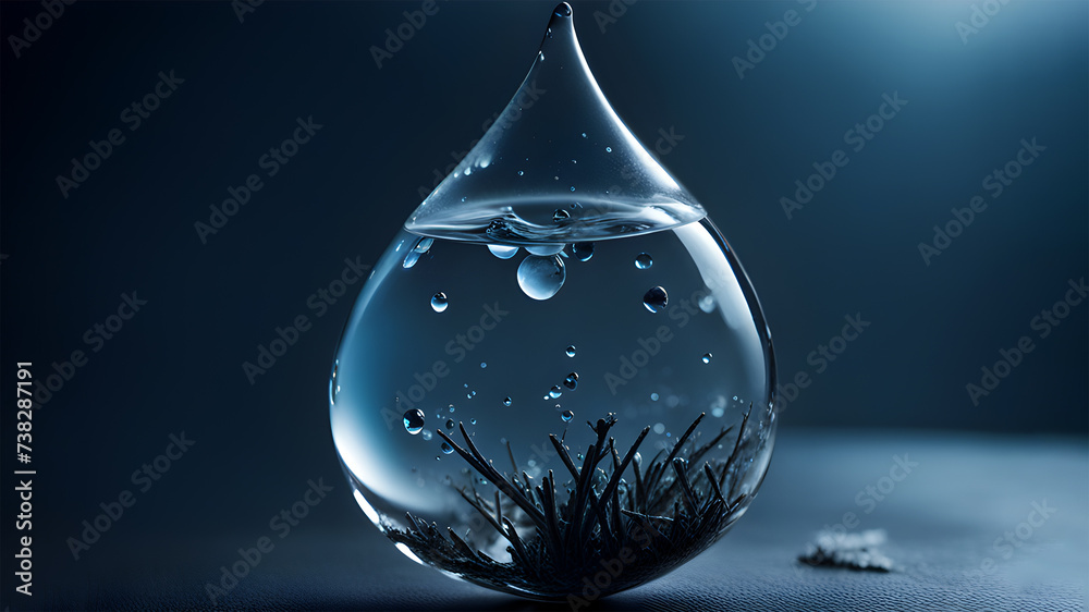 World Water Day , Globe poster for International  days , Water for peace , water day concept , environment day , copy space , plant / flora inside a water droplet , nature day 