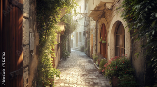 Enchanting alleyway in a historic European town
