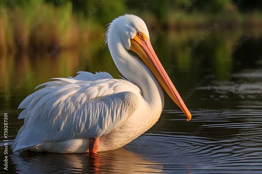 Heavenly Harmony: The Angelic White Pelican Sitting Heavenly Harmony: The Angelic White Pelican Sitting