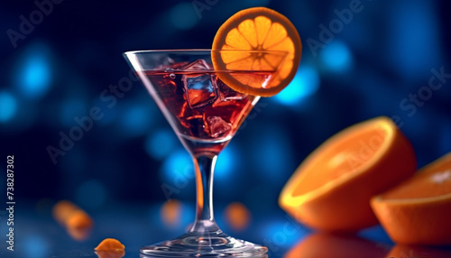Refreshing cocktail with citrus fruit and ice in a martini glass generated by AI photo