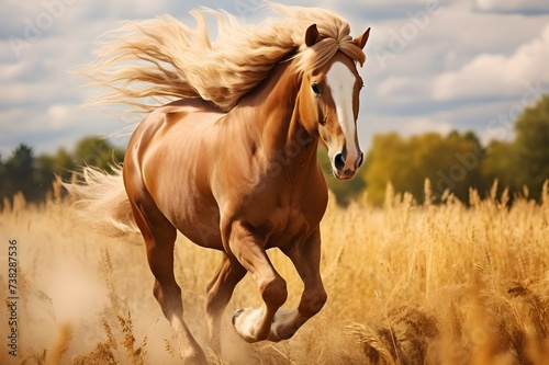 Majestic Mane: A Close-Up View of the Galloping C