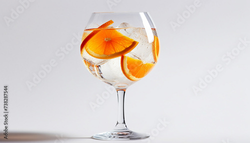 Fresh orange cocktail in glass with ice, refreshing and delicious generated by AI