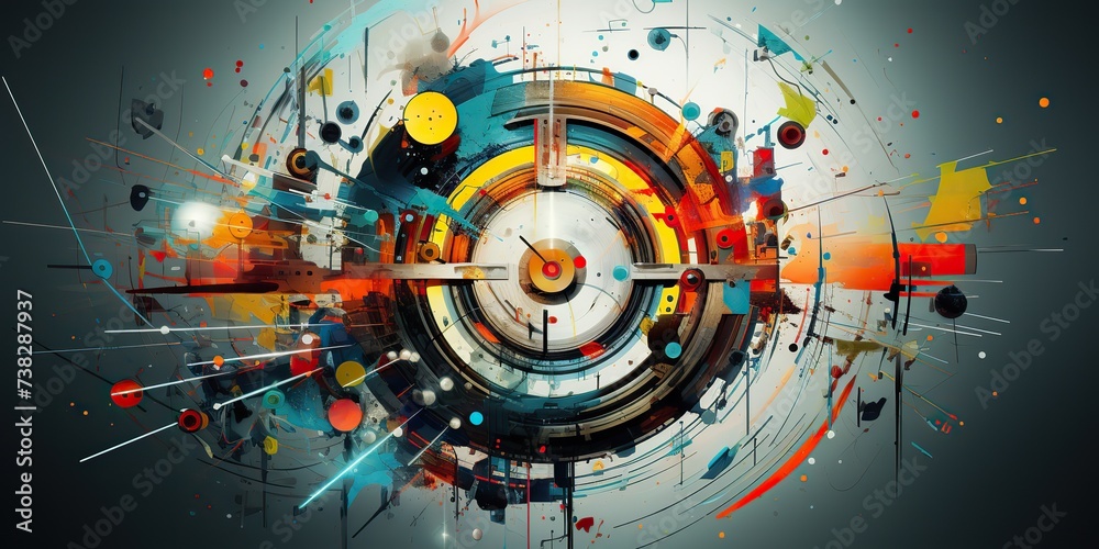 Obraz premium Abstract geometric circles optical backgrop sci fi tech focus