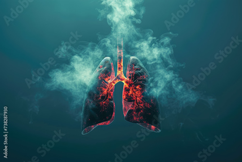 lung and a air shape and a health overlay on the breath