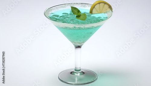 Refreshing cocktail with citrus fruit and mint leaf garnish generated by AI