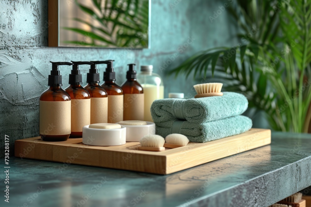 An assortment of grooming accessories on a bathroom counter, emphasizing personal hygiene and self-care.