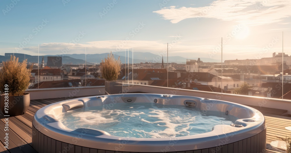 Unwinding in a Relaxing Rooftop Jacuzzi
