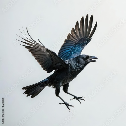raven on a white background
 photo