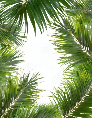 Realistic palm leaves frame