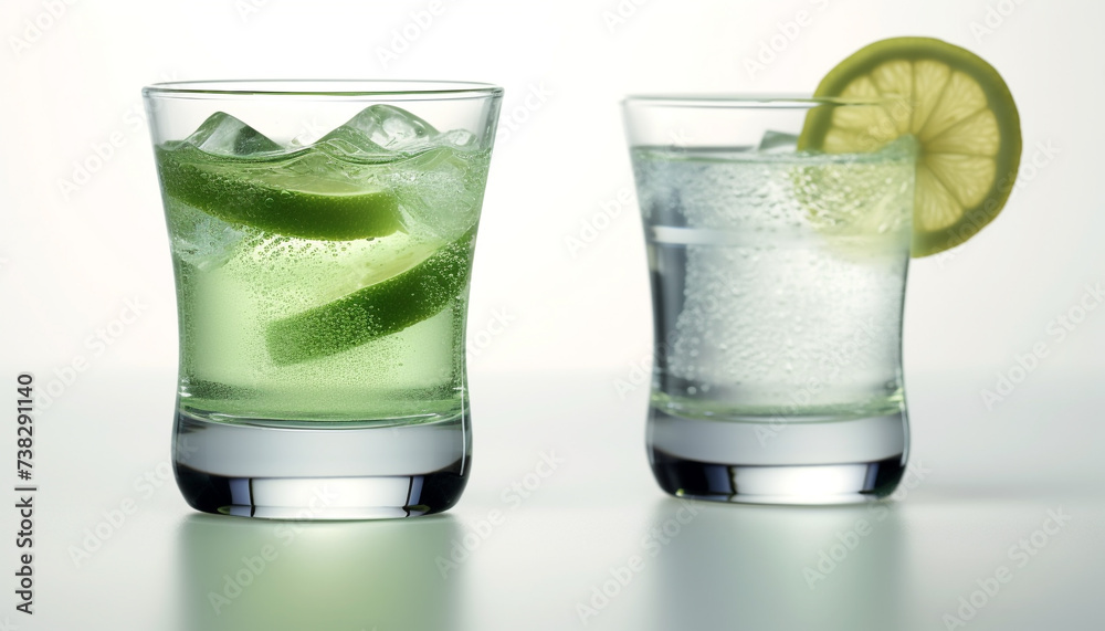 Refreshing cocktail with lime, lemon, and mint in a glass generated by AI Refreshing cocktail with lime, lemon, and mint in a glass generated by AI