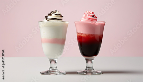 Indulgent dessert creamy chocolate milkshake with fresh strawberry garnish generated by AI