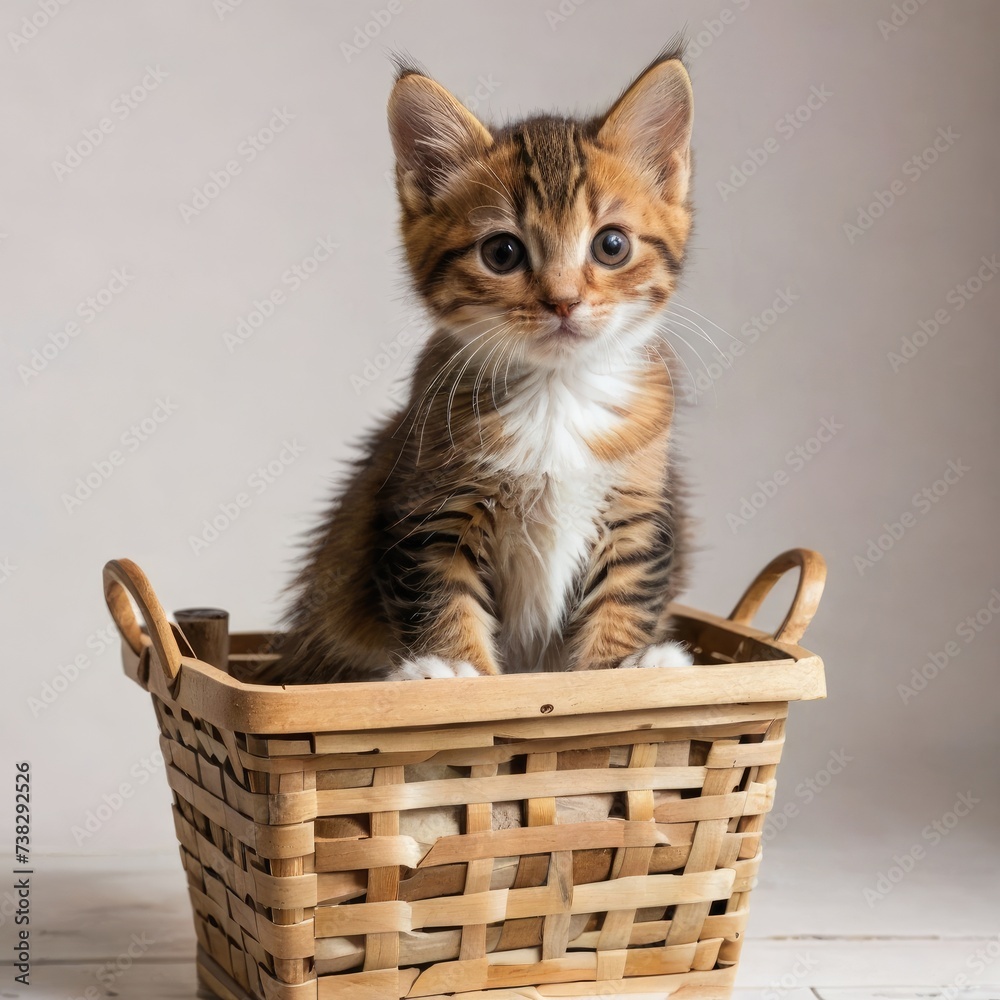 little kitten in a basket

