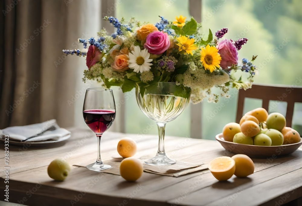 still life with flowers and wine still life with flowers and wine