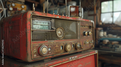 A well-preserved, vintage radio with dials and knobs, reminiscent of a bygone era of entertainment