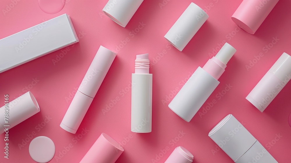 Minimalist Cosmetics Collection on Pink