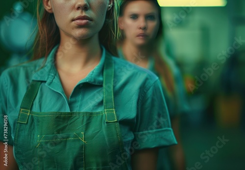 close up of female housekeepers with cleaning apron