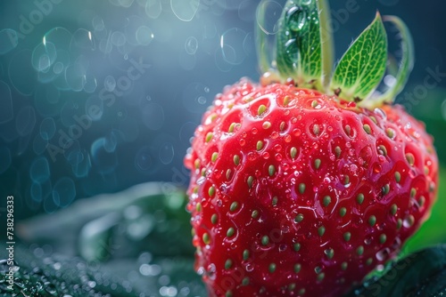 Beautiful bright macro photography of a strawberry