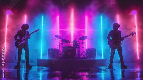 Dynamic Rock Band Concert in Neon