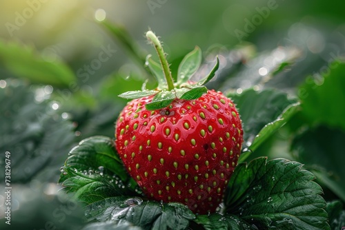Beautiful bright macro photography of a strawberry
